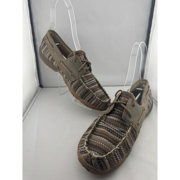 TWISTED X Boots Moc Loafers Womens 9M Brown Woven Toe Lace Up Boat Driving Shoes - Picture 1 of 10